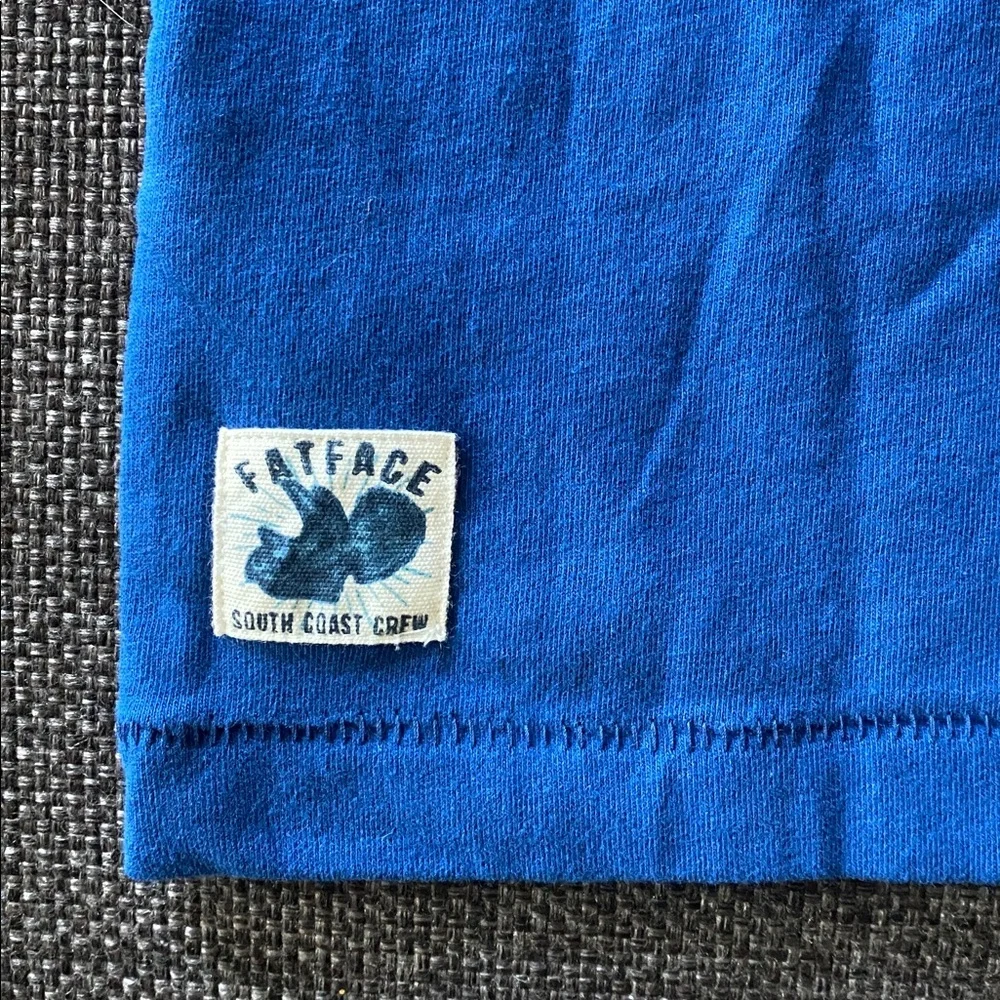 🚲 NWOT FatFace Blue Embroidered Bicycle Graphic Tee Kids Long Sleeve, S 6/7